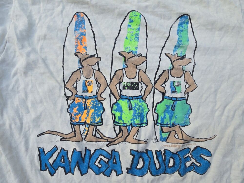 Kanga Dudes Surfing Men’s Vintage Tshirt Super Soft Size Jerzees Medium